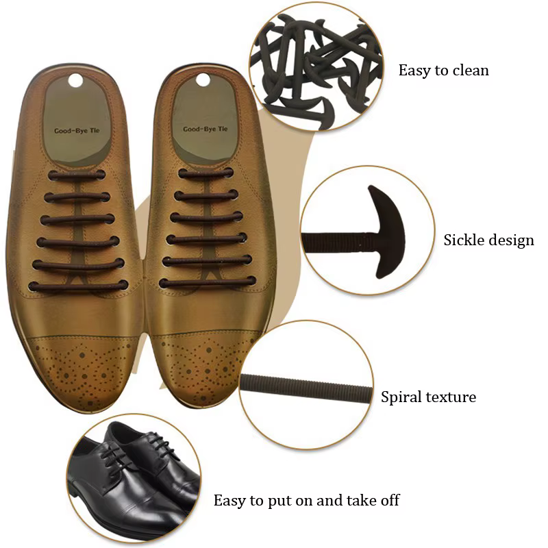 Lacets en cuir et Silicone pour baskets, 12 pièces/ensemble, lacets élastiques en Silicone adaptés a