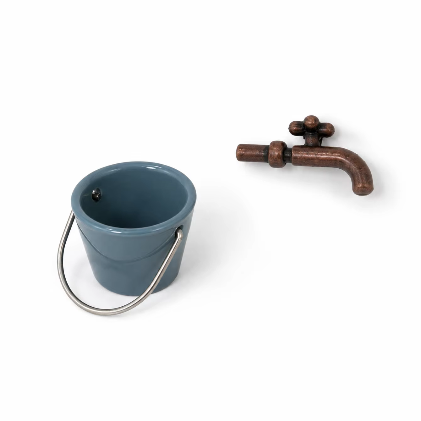 Ensemble mini robinet et petit seau pour maison de poupée, accessoires de fontaine d'eau pour jardin
