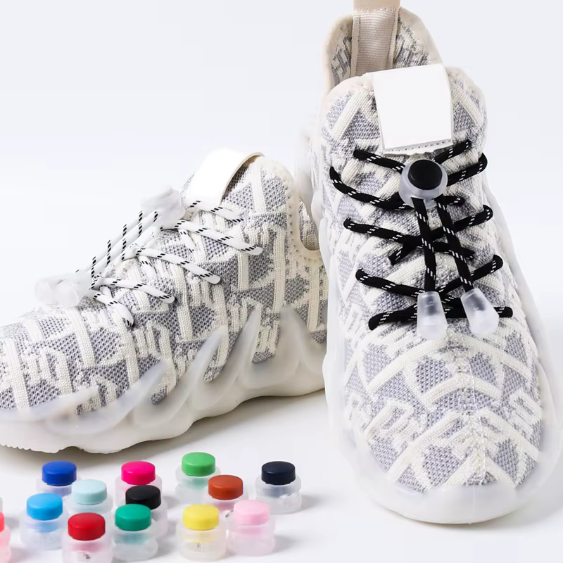 Lacets élastiques à verrouillage rond baskets pour enfants lacets sans attaches lacets sans cravate 