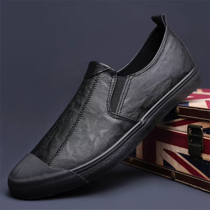 Chaussures décontractées en cuir PU pour hommes, mocassins à enfiler, chaussures plates de loisirs l