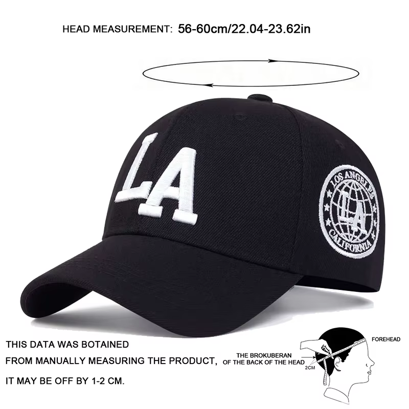 Casquettes de Baseball unisexes avec lettres LA brodées, chapeaux décontractés réglables pour l'exté