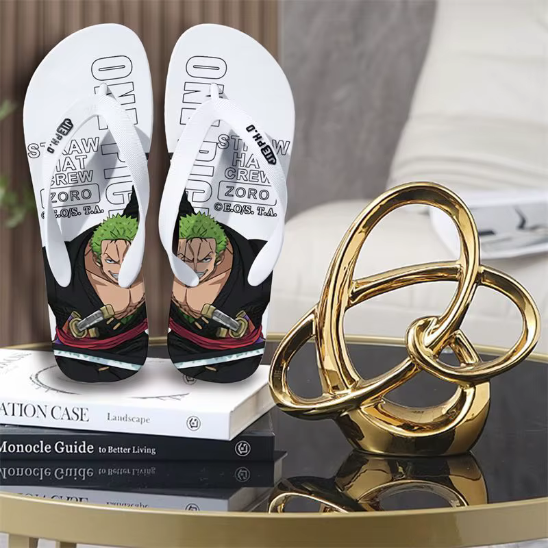 Tongs d'été pour hommes, style anime, sandales de plage, motif de dessin animé cool imprimé, semelle