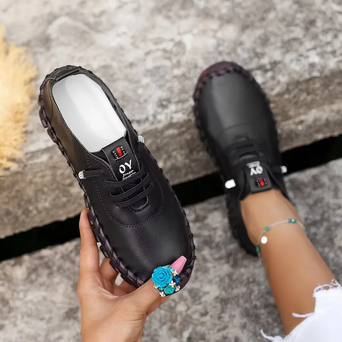 Chaussures vulcanisées pour femmes chaussures décontractées en cuir PU chaussures plates souples et 
