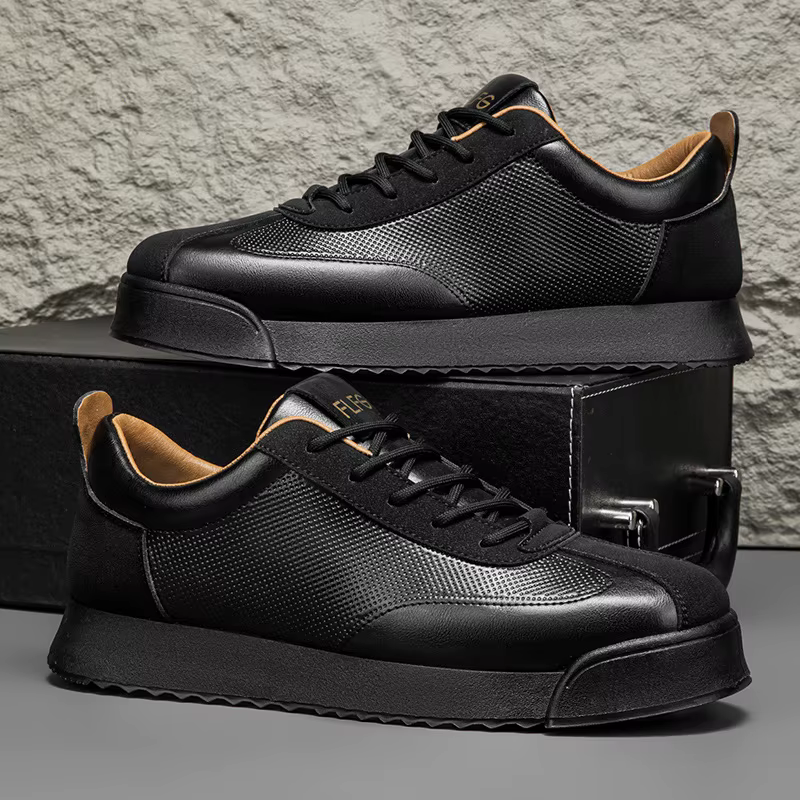 Chaussures de skate uniques pour hommes, baskets décontractées noires confortables à plateforme, con