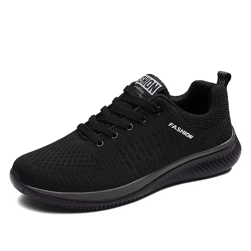 Baskets pour hommes noir décontracté confortable tricoté chaussures de sport respirant confortable c