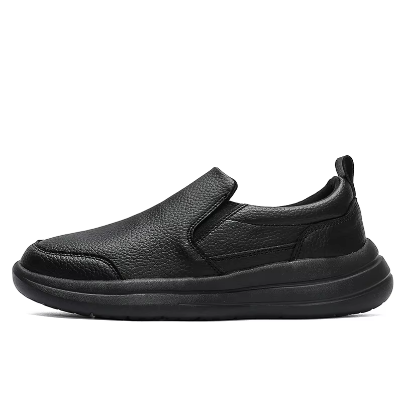 Baskets confortables en cuir à enfiler pour hommes, chaussures de marche de sport décontractées, imp