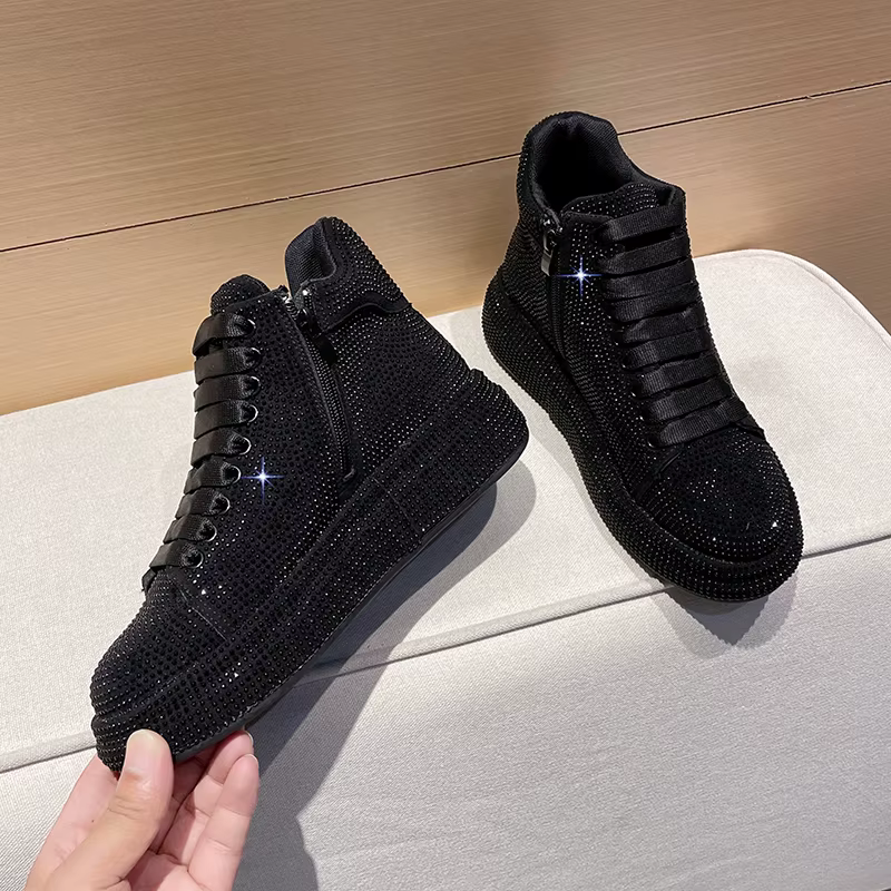 Baskets de créateur à plateforme, entièrement ornées de diamants, chaussures de luxe polyvalentes à 