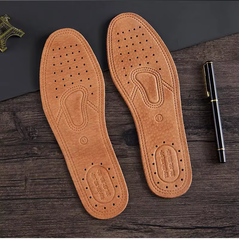 1 paire de semelles intérieures en cuir de vache pour chaussures hommes déodorant confortable semell