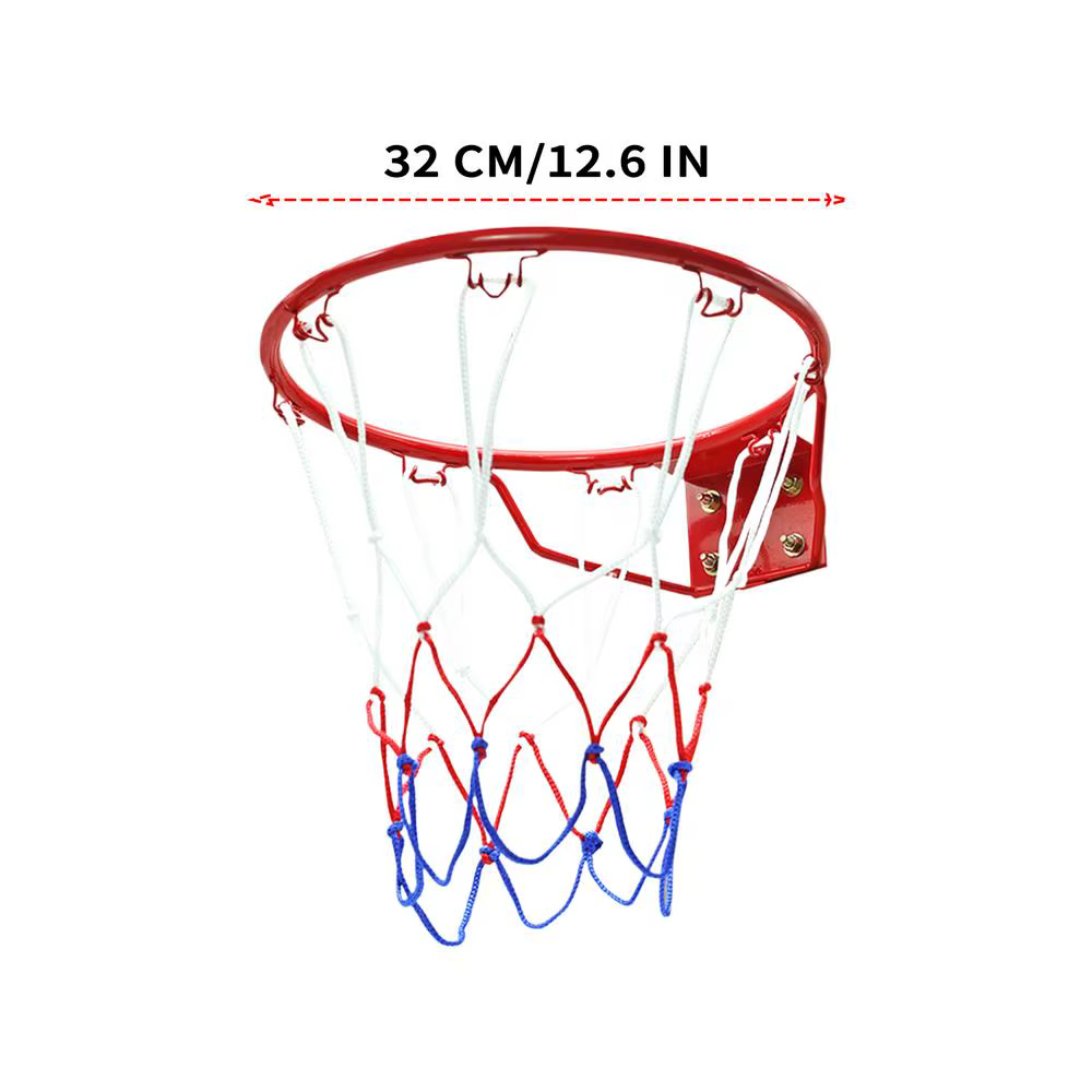 Panier de basket mural 32 cm avec filet, mini-panier de remplacement pour terrain de jeu et salle de