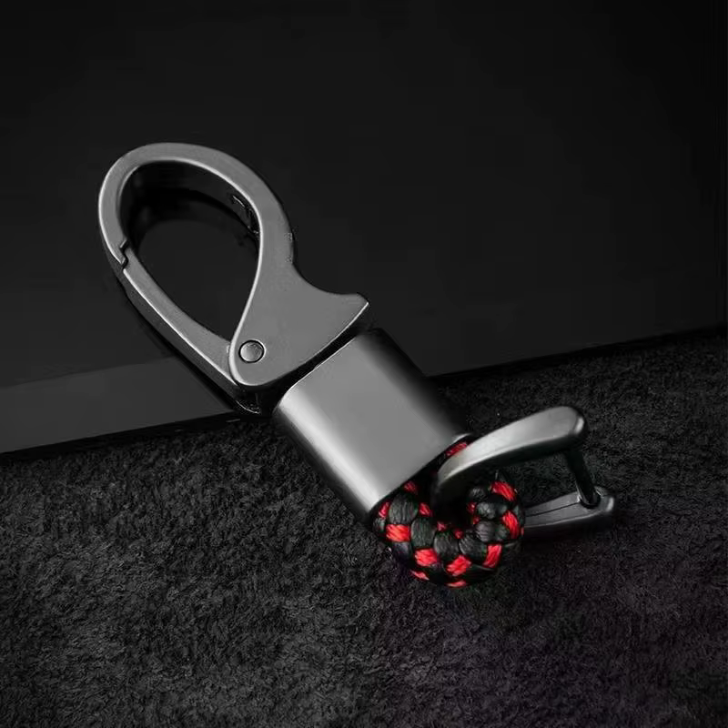 Porte-clés de voiture personnalisé pour homme, accessoire créatif en corde tressée et métal, pendent