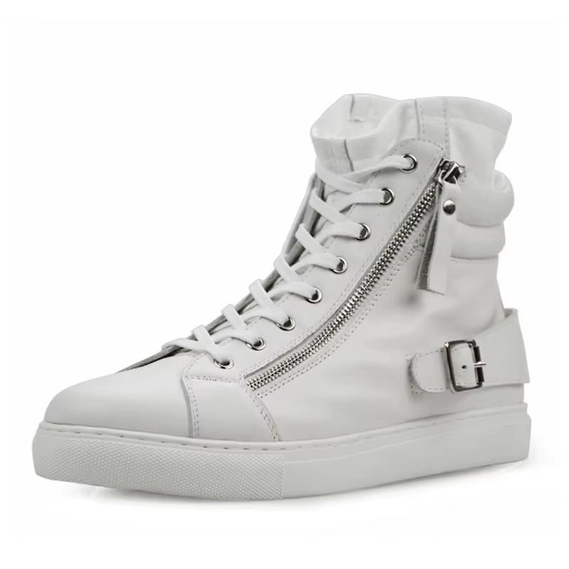 Printemps nouveaux hommes en cuir à semelles épaisses à la mode et à la mode blanc chaussures décont