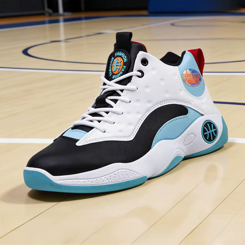 Chaussures de course montantes pour hommes, baskets de basketball respirantes et légères en cuir, ve