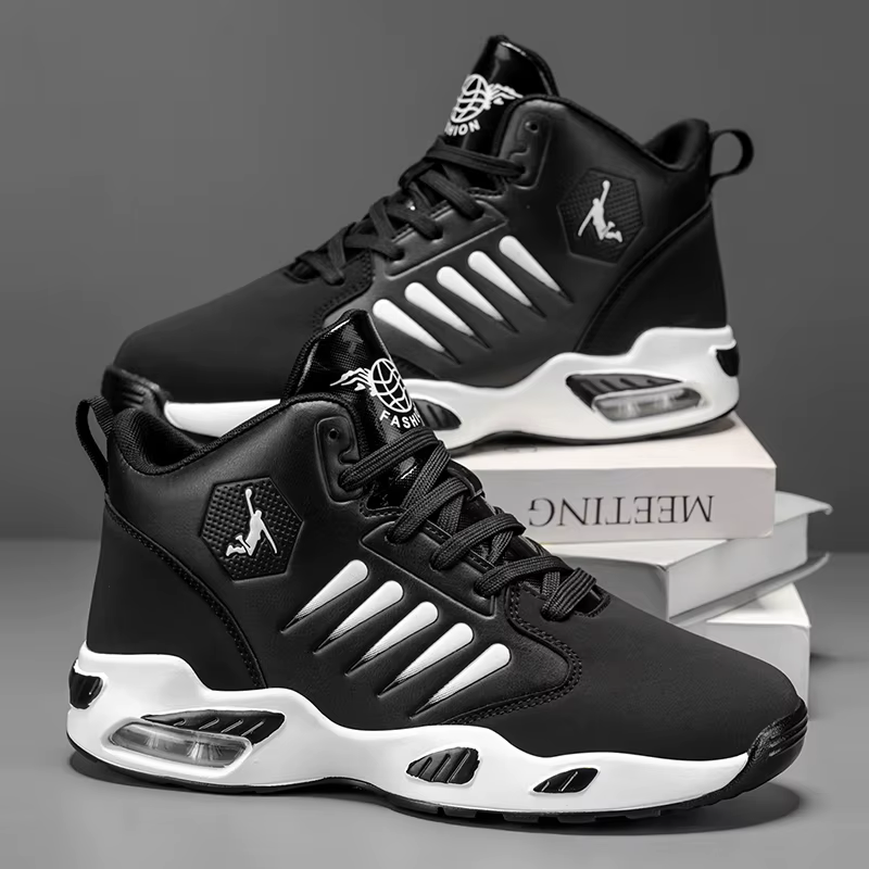 Chaussures de basket-ball montantes pour hommes avec design en maille respirante pour un confort max