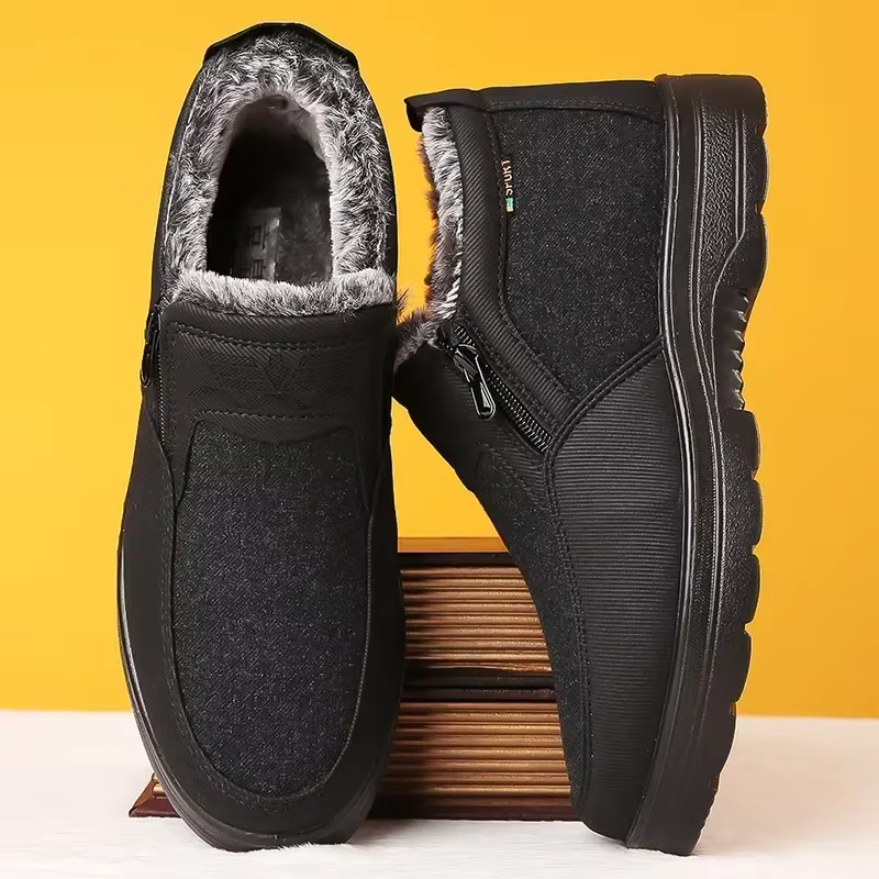 Bottes de neige imperméables coordonnantes pour hommes, chaussures en coton, peluche, chaudes, trava