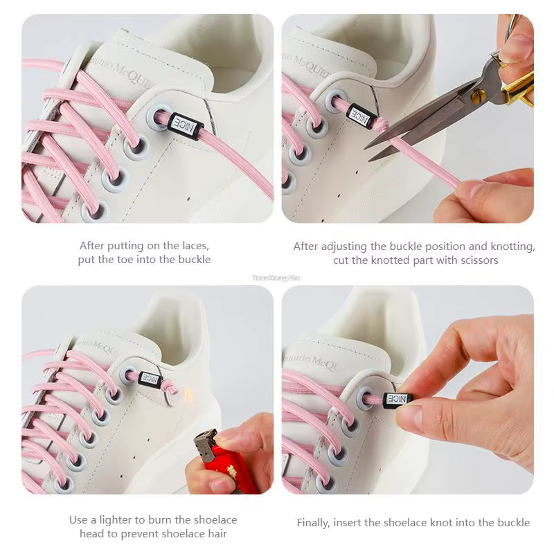 2025 nouveaux lacets de chaussures sans cravate lacets élastiques baskets lacets ronds sans attaches