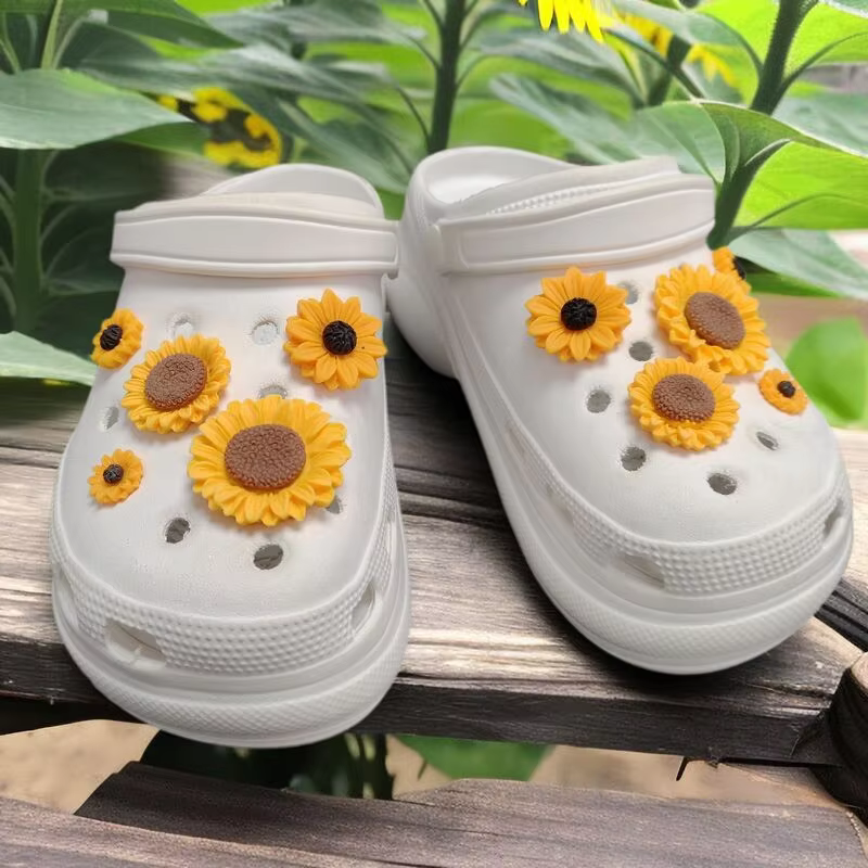 Lot de 10 breloques de créateur tournesol pour chaussures, décorations pour filles, ornements pour c