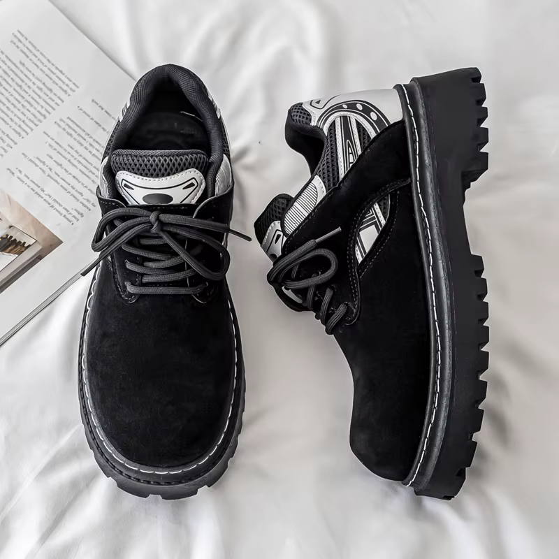 Automne hommes plate-forme chaussures en daim cuir chaussures de travail Design de mode à lacets hau