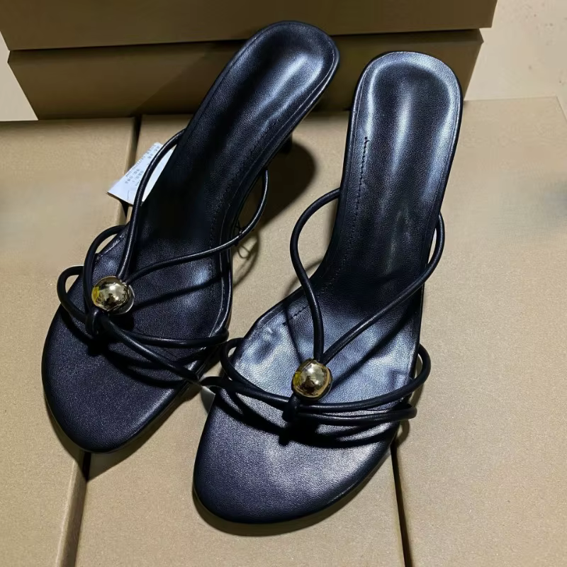 Sandales d'été à bretelles croisées pour femmes, chaussures à la mode, décoration en métal, bout ouv