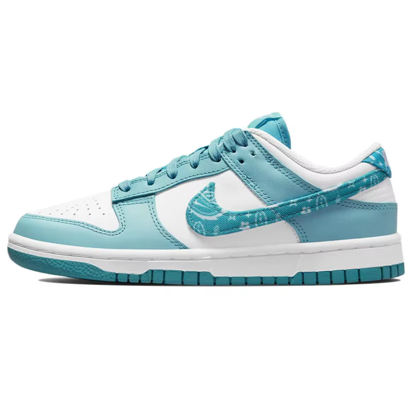 Nike Dunk Low ESS Blue Paisley White Worn Blue Leather Sneakers Chaussures basses décontractées pour