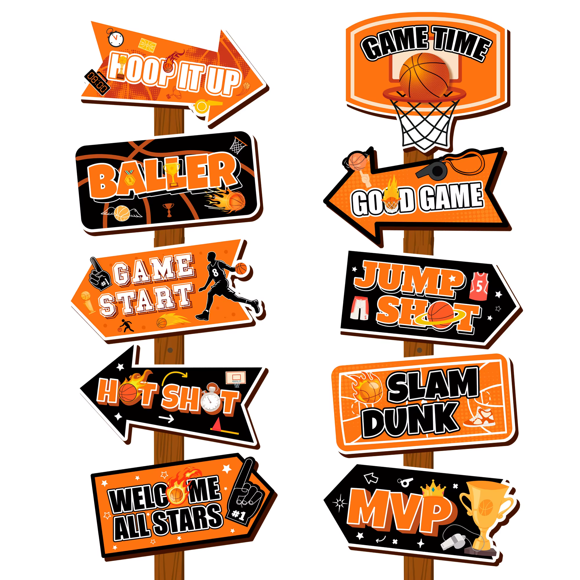 20 Panneaux de Décoration pour Fête de Basketball, Décorations de Jardin pour Fête de Basketball, Pa