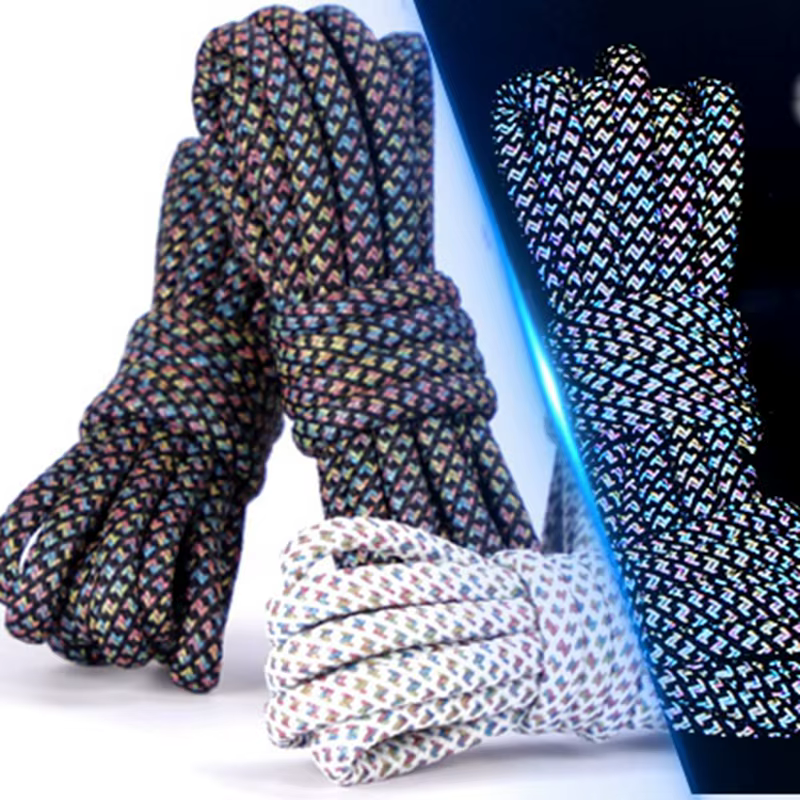 Lacets réfléchissants fluorescents, 1 paire, pour baskets, lacets de chaussures à corde ronde yezy 3