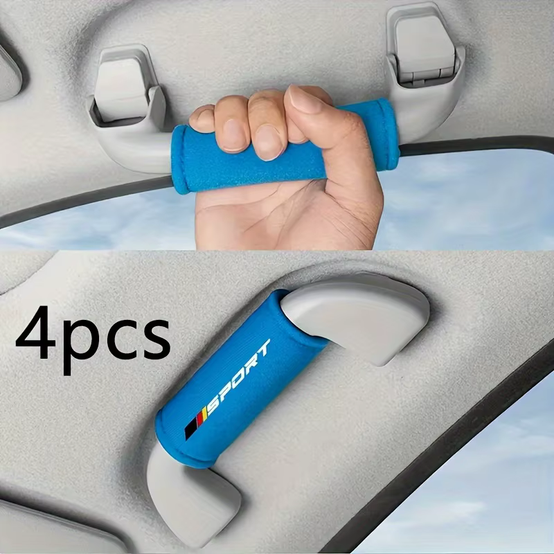 Ensemble d'accessoires d'intérieur de voiture 4 pièces : garniture de poignée de toit et housse de p