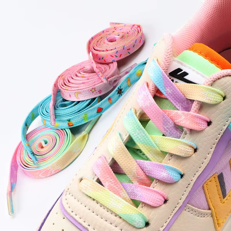 Lacets Lumineux Imprimés en Tissu de Qualité pour Baskets, Chaussures Plates, à la Mode, pour Bol, L