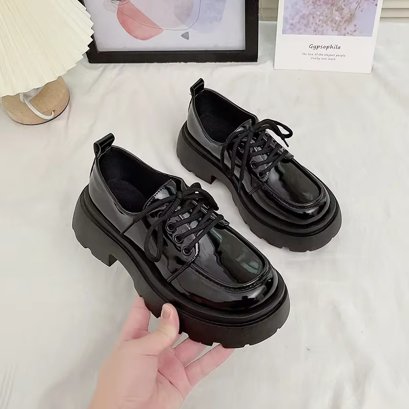 Nouvelles Chaussures Plates à Plateforme Noires Printemps 2025 pour Femmes, Mocassins Décontractés e