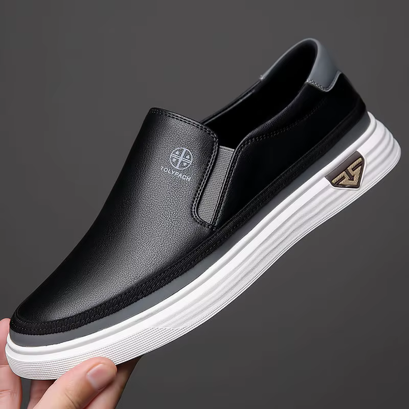 Nouvelles baskets décontractées en cuir véritable pour hommes 2025, mode printemps-été, chaussures b