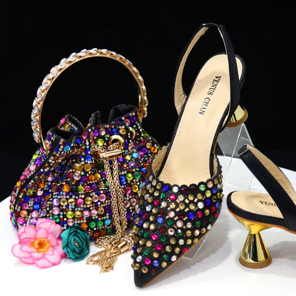 Venus Chan-Chaussures de Mariage à Talons Hauts et Pointus INS, Ensemble de Chaussures et Sacs Color