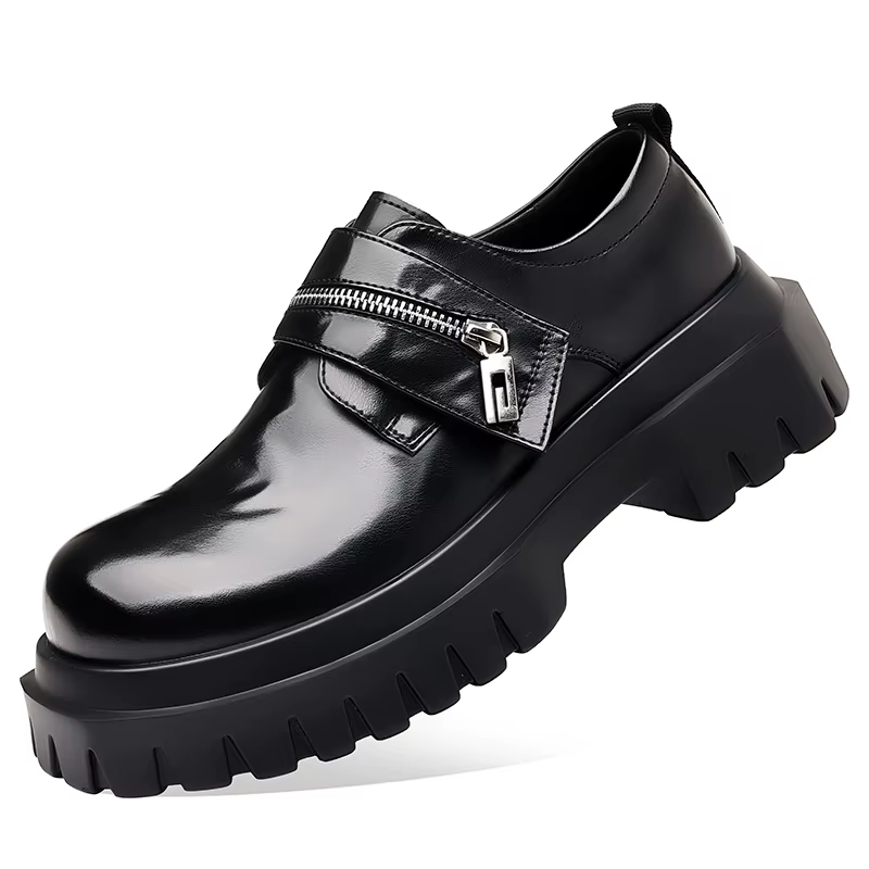 Chaussures en cuir pour hommes Derby 2026, semelle épaisse, style britannique, design décontracté, f