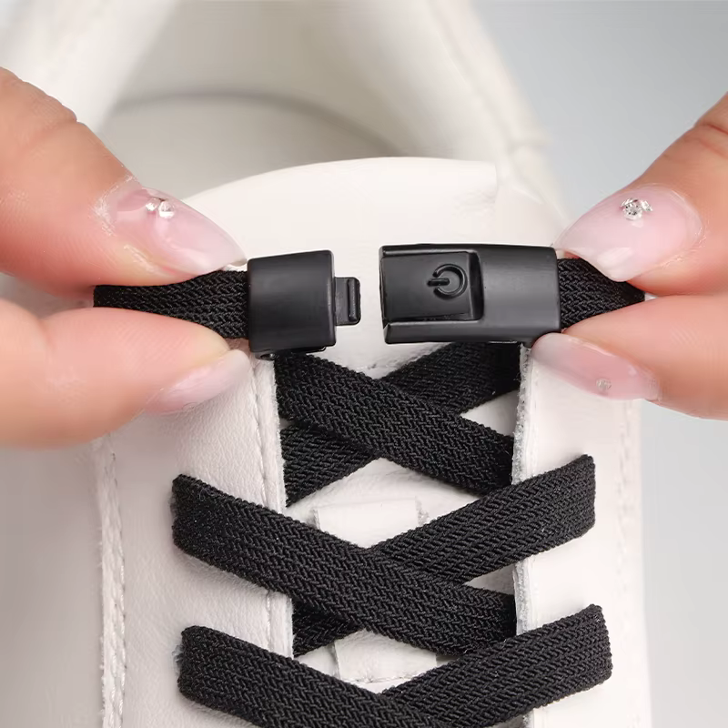 1 paire de lacets de chaussures sans cravate Press Lock Lacets sans liens Lacets élastiques sans lie