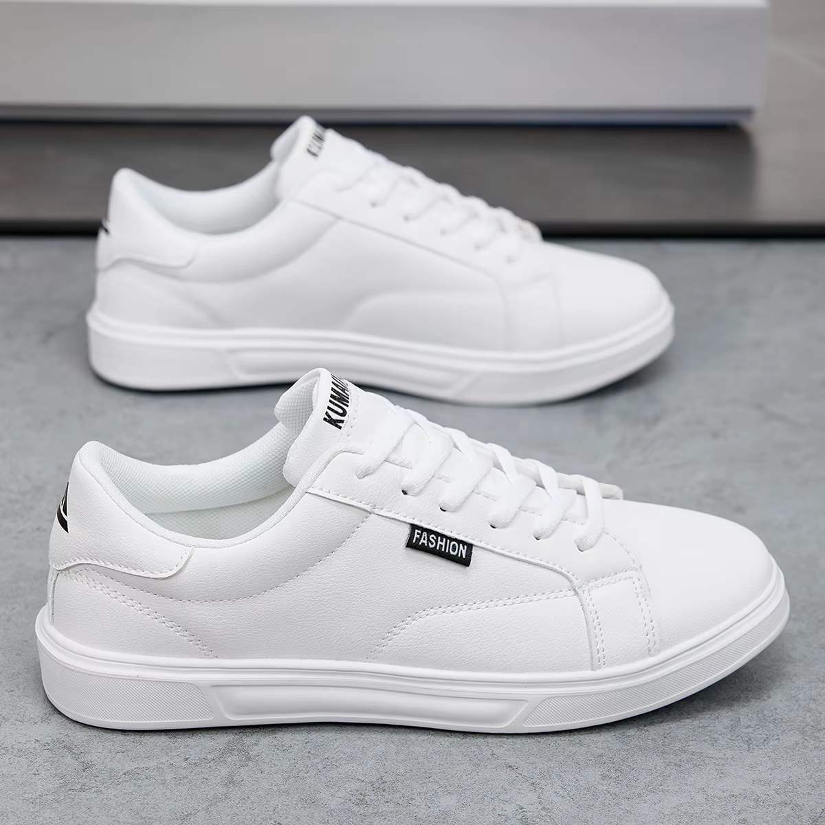 Hommes chaussures confortable décontracté pour femmes baskets en cuir blanc léger marche plat Sport 