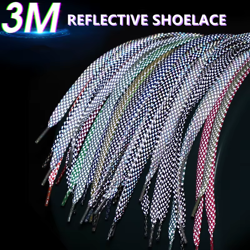 1 paire de lacets réfléchissants plats de 3M pour baskets brillent la nuit être Applicable AF1/AJ Sp