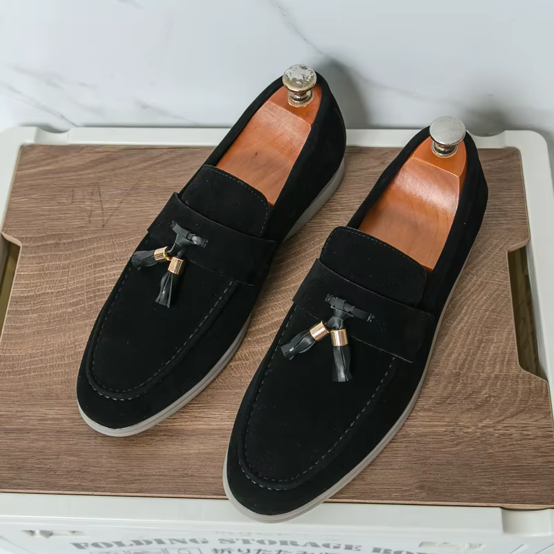 Designer hommes mocassin glands sans lacet mocassins chaussures en cuir suédé hommes robe chaussure