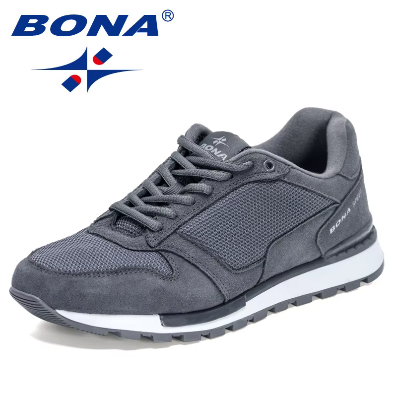 BONA-Chaussures de marche en daim pour hommes, baskets d'extérieur confortables, décontractées, de n