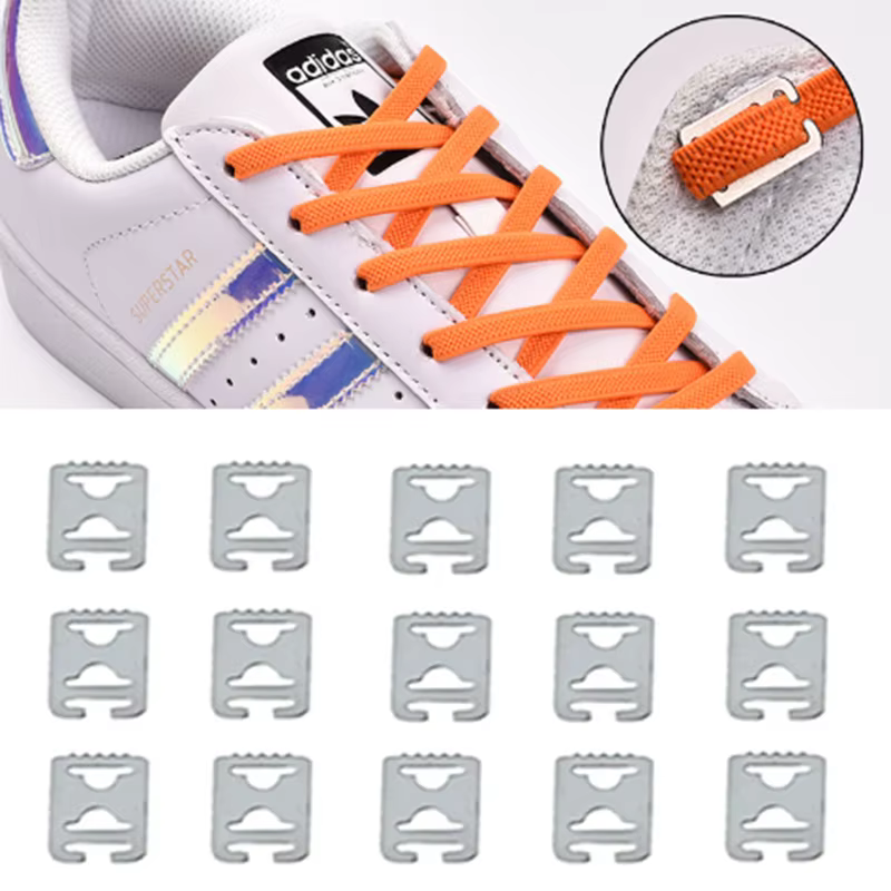 Lacets de chaussures paresseux en métal, dentelle sans structure, pas besoin de lacets plats, boucle