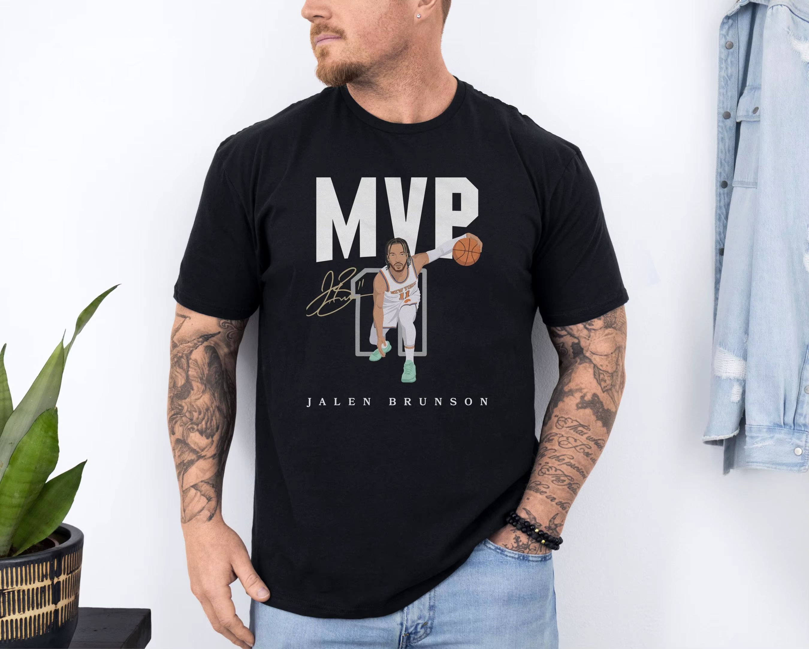 T-shirt Jalen Brunson MVP 2026 New York Knicks Champions des finales, vêtements 100% coton, t-shirts