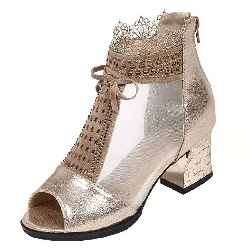 2025 chaussures pour femmes sandales à bout ouvert dames mode nœud papillon cristal chaussures décon