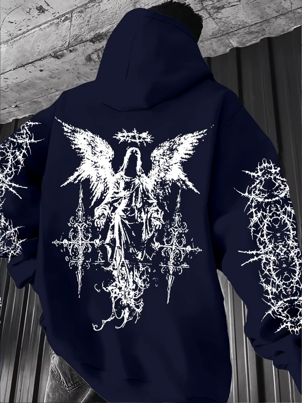 Sweat-shirt à capuche unisexe style gothique imprimé ange, décontracté, tendance sport hip-hop, pour