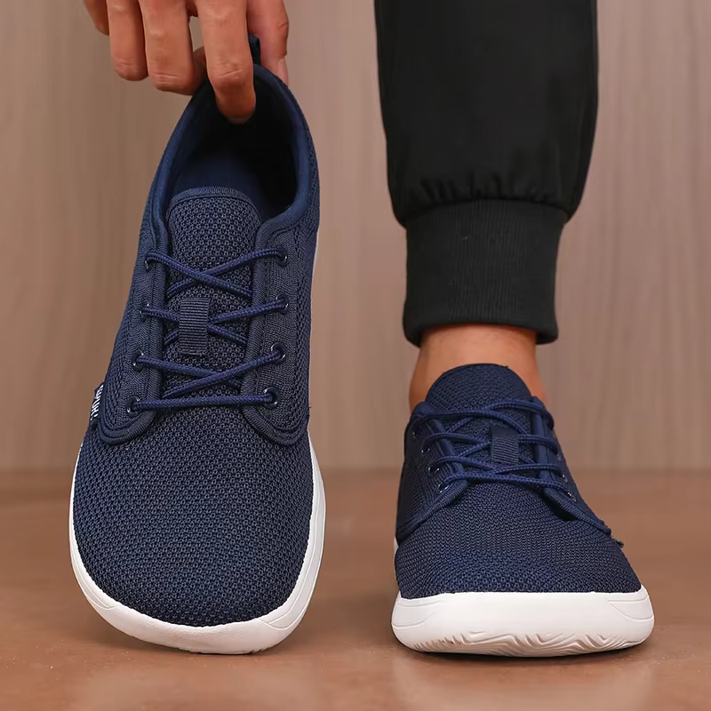 Chaussures à bout large pour hommes, maille tricotée respirante, confortables, pieds nus, décontract