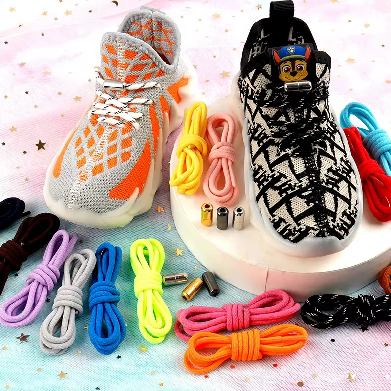 Lacets élastiques ronds pour baskets, lacets lumineux sans attaches, lacets de chaussures rapides po