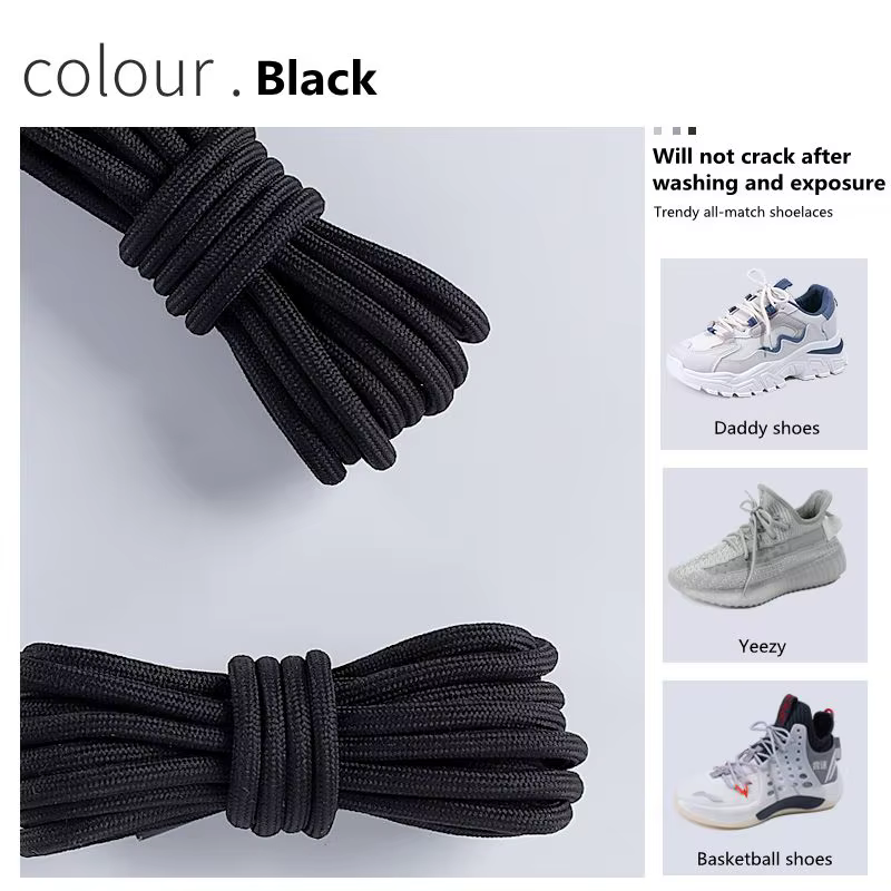 Yezy-Lacets Ronds en Polyester Blanc Cassé pour Chaussures de dehors, Baskets Lumineuses Originales,