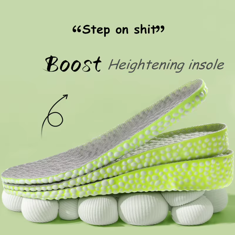 Semelle intérieure de course rehaussante pour chaussures, mousse de particules de riz pavées en PU, 