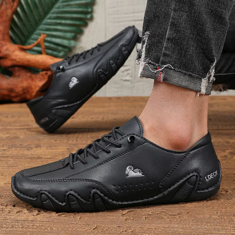 Printemps hommes coupe basse en cuir Sneaker mocassins à semelles souples anti-dérapant fond plat ch