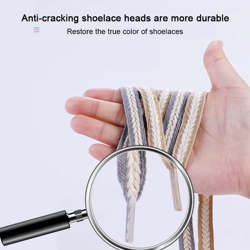 Lacets d'oreille de blé plat pour baskets torsadées tresses guimauve lacet coloré toile de coton tis
