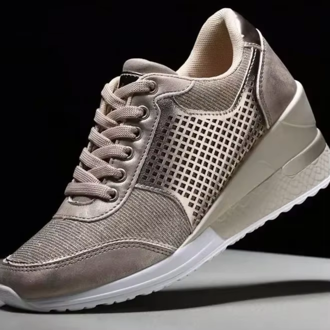 2025 baskets compensées maille plate-forme chaussures couleur unie fond épais fermeture éclair chaus