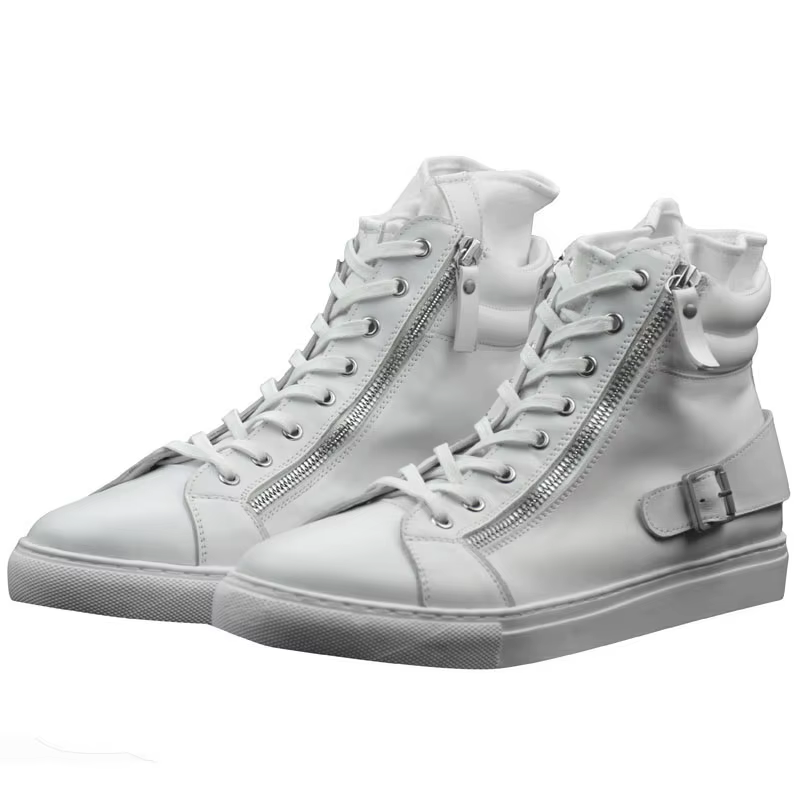 Printemps nouveaux hommes en cuir à semelles épaisses à la mode et à la mode blanc chaussures décont