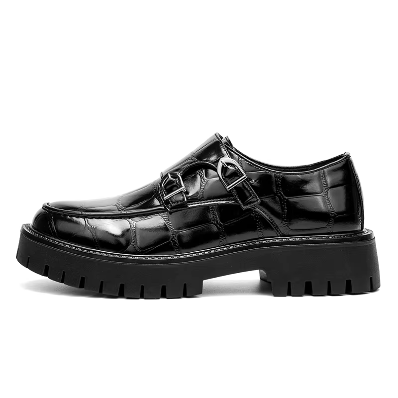 Hommes sans lacet plate-forme hauteur augmenter mocassins semelle épaisse chaussures en cuir fête de