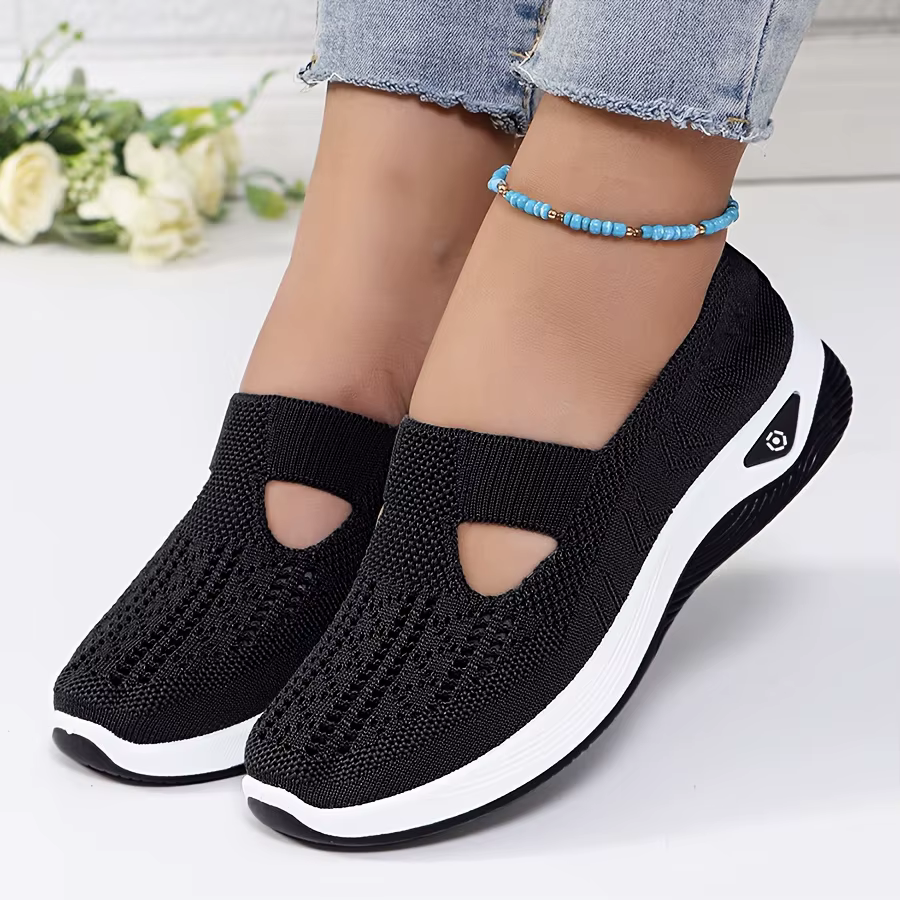 Baskets décontractées modernes pour femmes, à enfiler, avec empeigne en maille respirante, semelle e